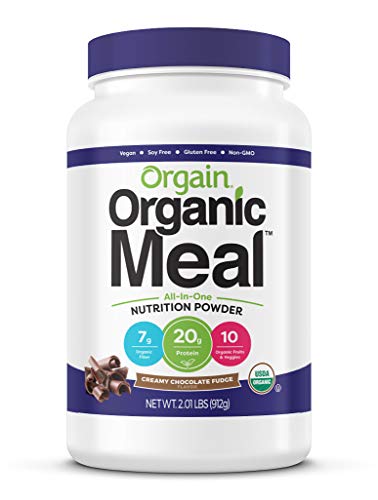 Orgain Organic Plant Based Meal Replacement Powder, Creamy Chocolate Fudge - 20g Protein, Vegan, Dairy Free, Gluten Free, Lactose Free, Kosher, Non-GMO, 2.01 Pound (Packaging May Vary) : Sports & Outdoors