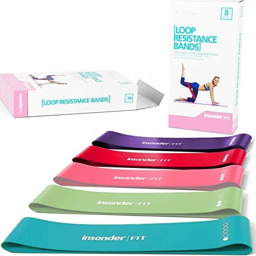 Insonder Resistance Bands Set - Latex Exercise Loop Bands for Workout and Stretching for Legs Butt Glutes Yoga Crossfit Fitness Physical Therapy Mini Home Equipment Training for Women Men : Sports & Outdoors