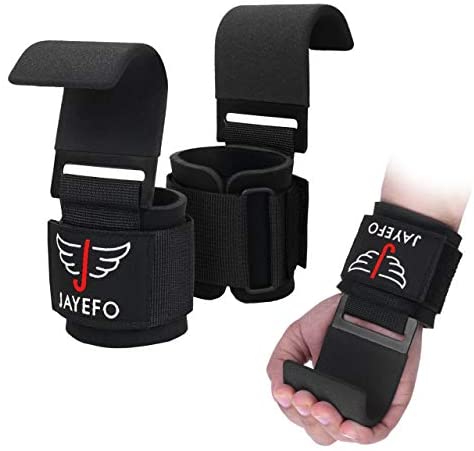 Jayefo Power Weight Lifting Training Wrist Support Hook BAR Straps Fitness Bars- Pair : Sports & Outdoors