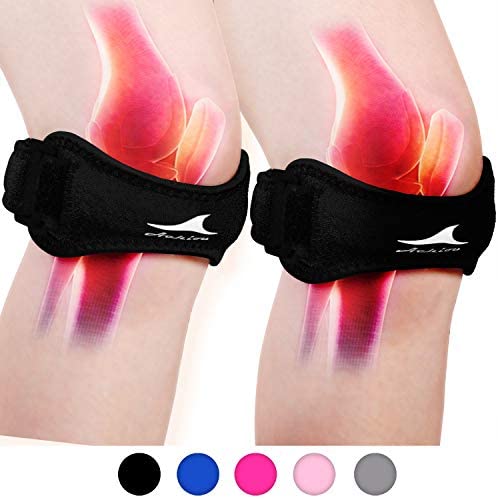 Achiou 2 Pack Patellar Tendon Support Strap, Knee Pain Relief with Silicone Adjustable Knee Band, Brace Stabilizer for Gym, Running, Hiking, Weight Lifting, Basketball, Volleyball: Sports & Outdoors