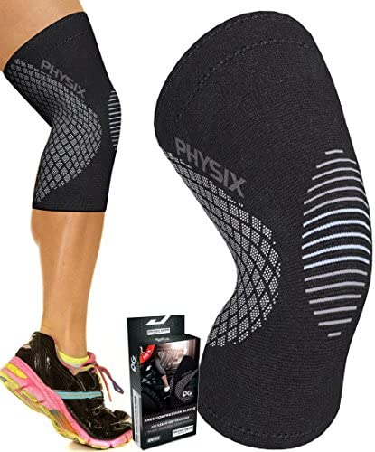 Physix Gear Knee Support Brace - Premium Recovery & Compression Sleeve For Meniscus Tear, ACL, MCL Running & Arthritis - Best Neoprene Stabilizer Wrap for Crossfit, Squats & Workouts - For Men & Women : Sports & Outdoors