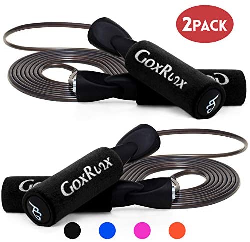 2 Pack Jump Rope Steel Wire Adjustable Jump Ropes with Anti-Slip Handles for Workout Fitness Exercise, Skipping Rope Speed Rope Crossfit for Kids, Women, Men All Heights and Skill Levels (Black) : Sports & Outdoors