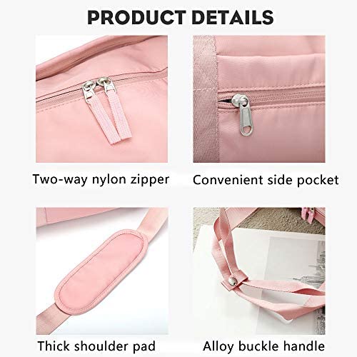 Gym bag for women, workout duffel bag shoe compartment, sports gym bags with wet pocket and shoe compartment, Pink