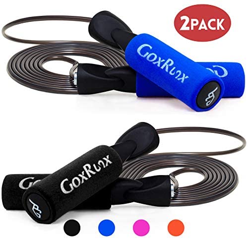 2 Pack Jump Rope Steel Wire Adjustable Jump Ropes with Anti-Slip Handles for Workout Fitness Exercise, Skipping Rope Speed Rope Crossfit for Kids, Women, Men All Heights and Skill Levels (Black) : Sports & Outdoors
