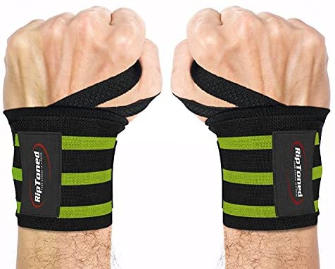 Rip Toned Wrist Wraps 18" Professional Grade with Thumb Loops - Wrist Support Braces for Men & Women - Weight Lifting, Crossfit, Powerlifting, Strength Training - Bonus Ebook (Green Stiff) : Sports & Outdoors