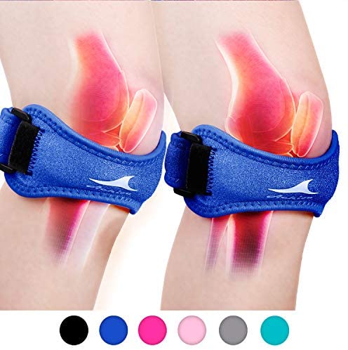 Achiou 2 Pack Patellar Tendon Support Strap, Knee Pain Relief with Silicone Adjustable Knee Band, Brace Stabilizer for Gym, Running, Hiking, Weight Lifting, Basketball, Volleyball: Sports & Outdoors