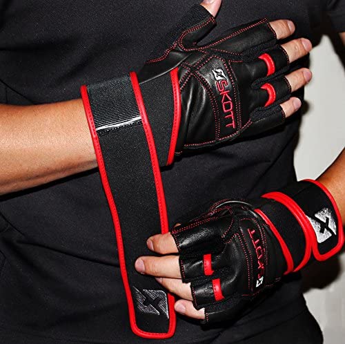 skott 2018 Predator Evo 2 Weight Lifting Gloves - Real Leather - Double Wrist Wrap Support - Double Stitching for Extra Durability - The Best Body Building Fitness and Exercise Accessories : Sports & Outdoors