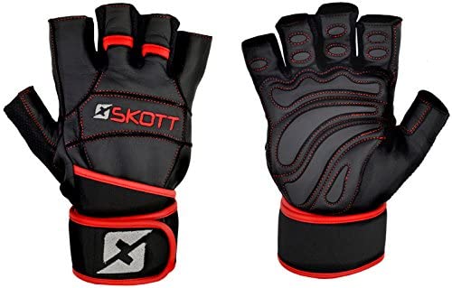 skott 2018 Predator Evo 2 Weight Lifting Gloves - Real Leather - Double Wrist Wrap Support - Double Stitching for Extra Durability - The Best Body Building Fitness and Exercise Accessories : Sports & Outdoors